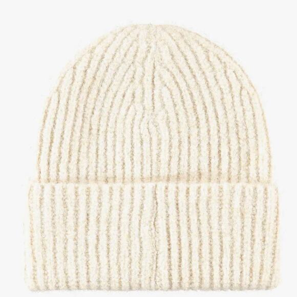 Favorite Daughter Ribbed Beanie with Patch - Ivory OS